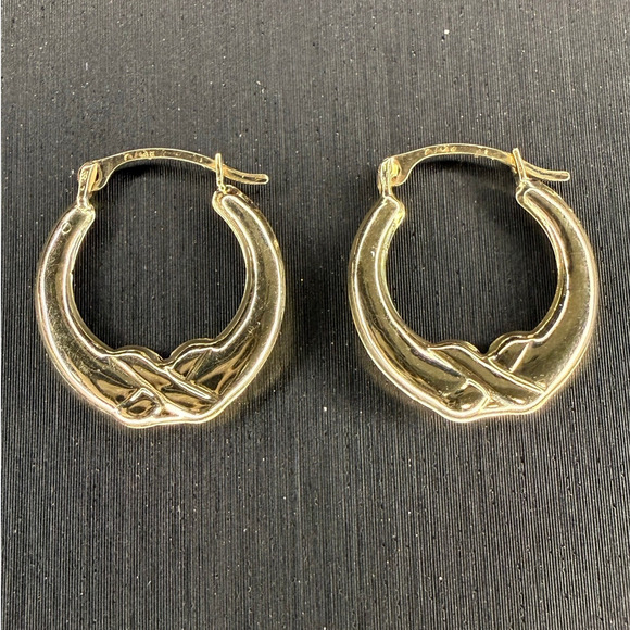 Other Jewelry - Solid 14k Solid Yellow Italian Gold Design Hoop Earrings 15mm